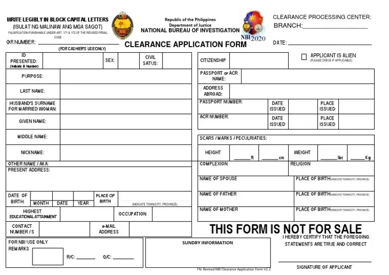 NBI Clearance Online Application Form