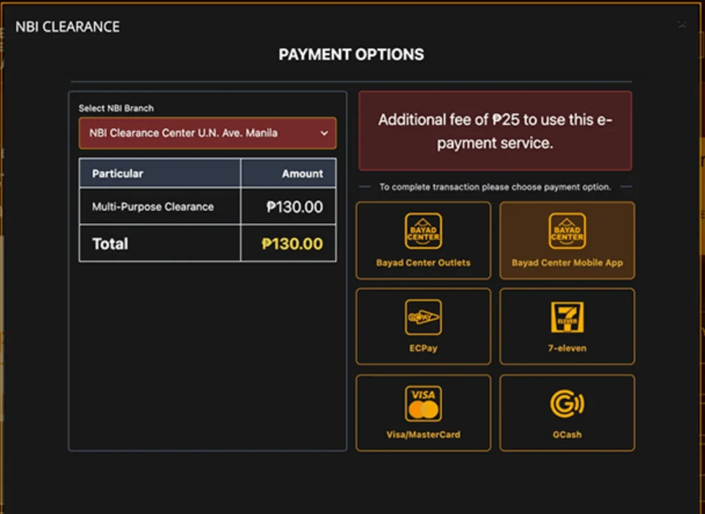 Pay the NBI Clearance Fee Online