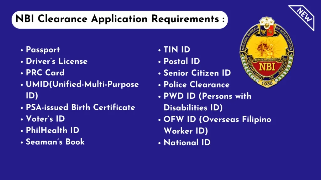 Valid IDs Accepted by NBI