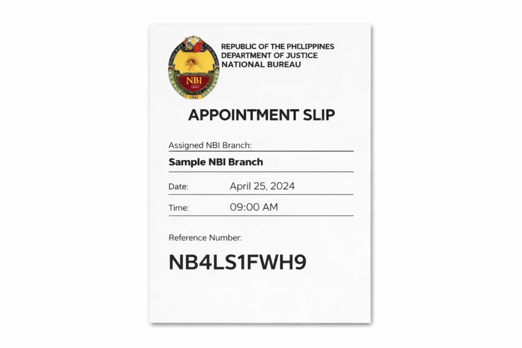 NBI Appointment Slip