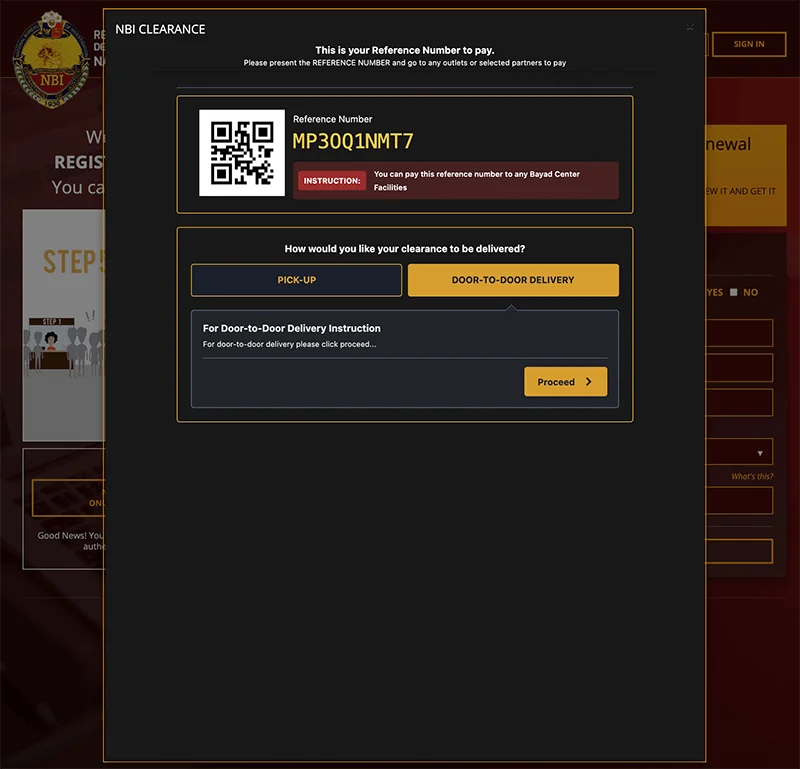 Copy the NBI Reference Number