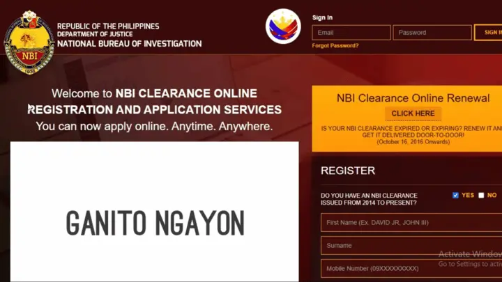 Log in to your NBI Online Account