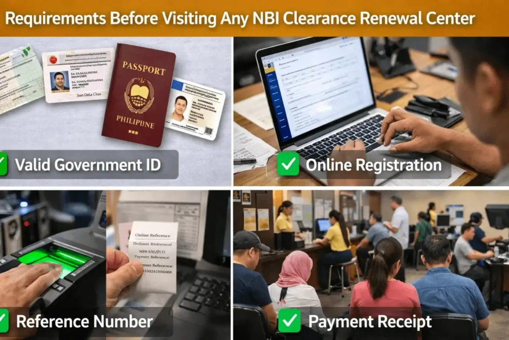 Requirements before visiting any NBI Clearance Renewal Center